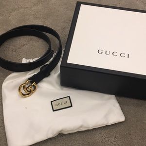 Gucci thin size 80 marmont belt black/gold